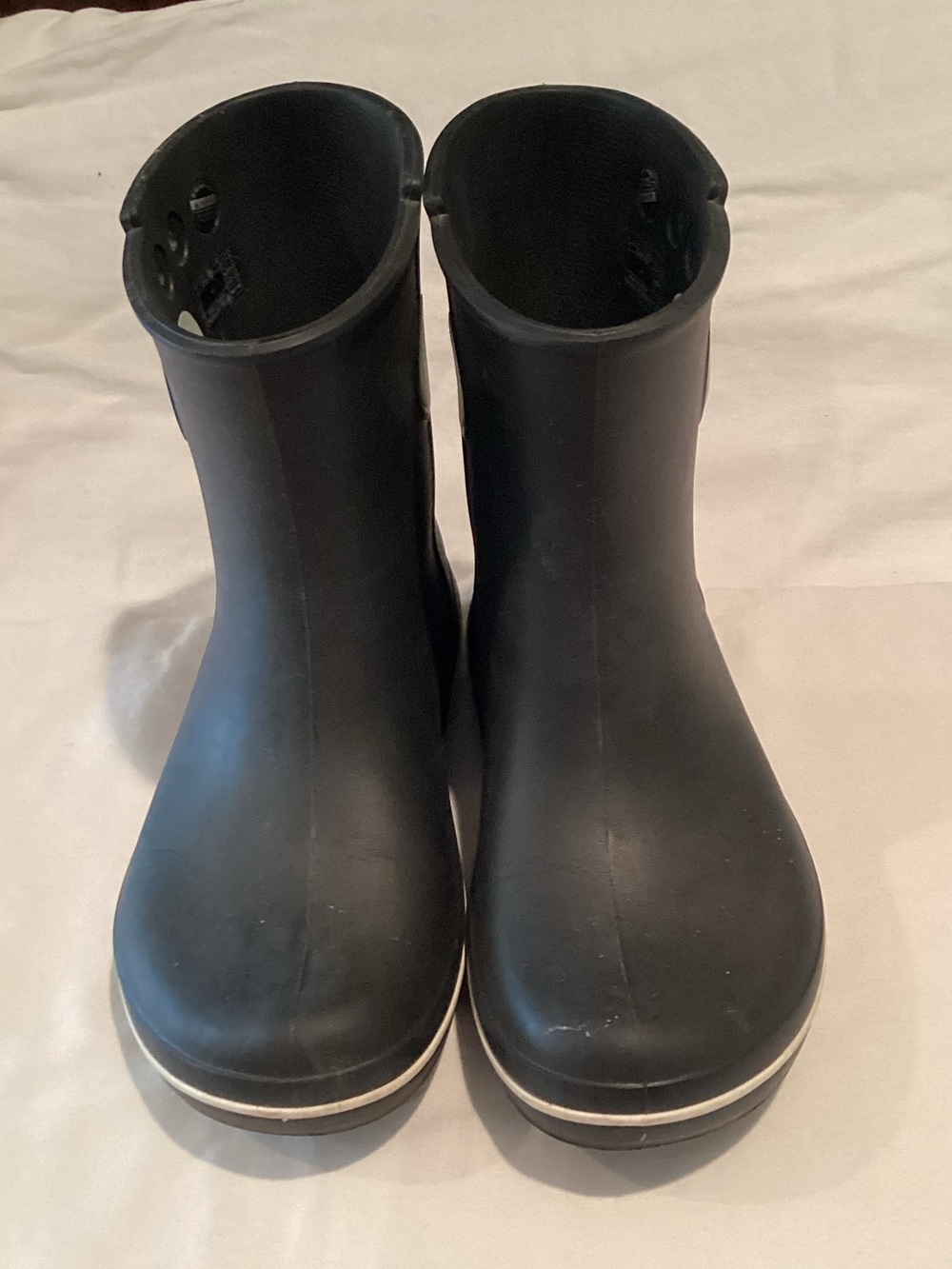 CROCS Black Rain & Wet Weather Boots with White Trim